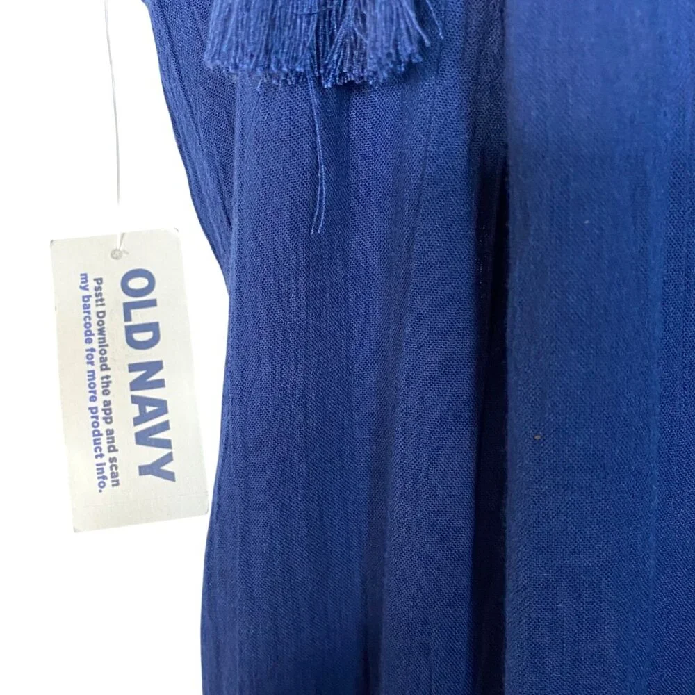 Old Navy Sleeveless Tasseled Navy Colorblock All-Day Maxi Swing Dress Size L NWT - Picture 8 of 10
